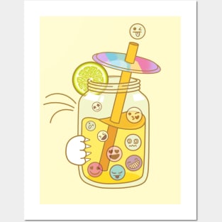 Funny Cat Stealing Emoji Drink Posters and Art